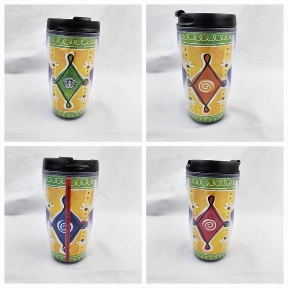 ☕️Vintage Starbucks 2001 Primary Color Diamond Design 8oz Travel Tumbler - Picture 2 of 12